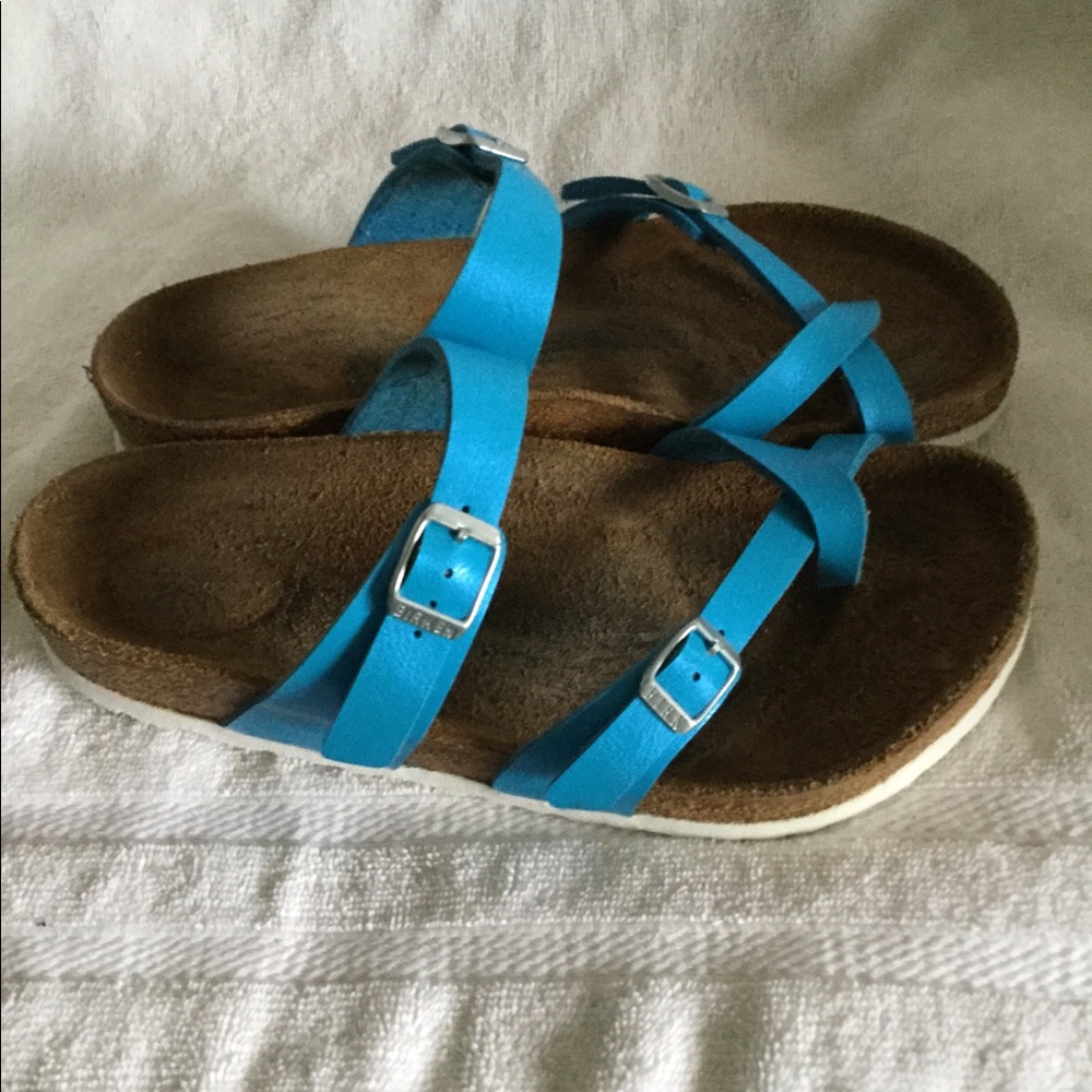 Birkenstock women’s blue leather sandals size 39EU